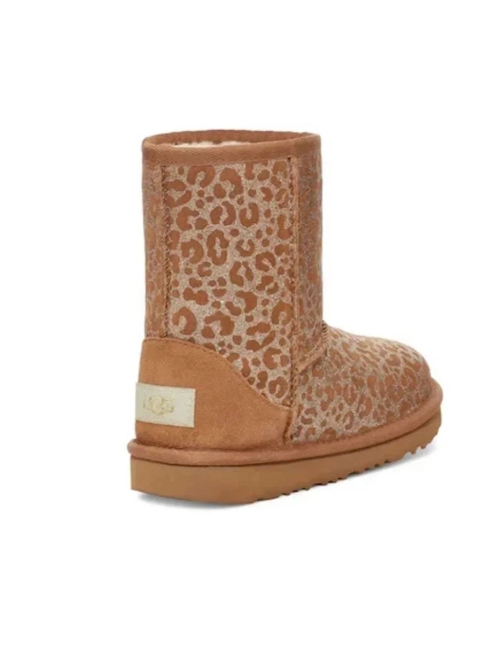 UGG Girls Chestnut Glitter Leopard Classic Short Boots